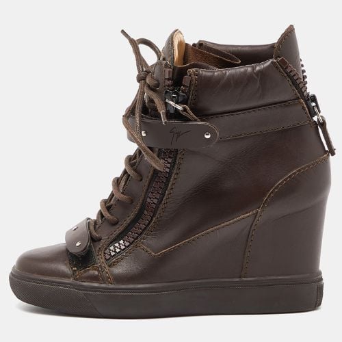 Giuseppe Zanotti Brown Leather Coby Wedge Sneakers Size 36 - Giuseppe Zanotti - Modalova