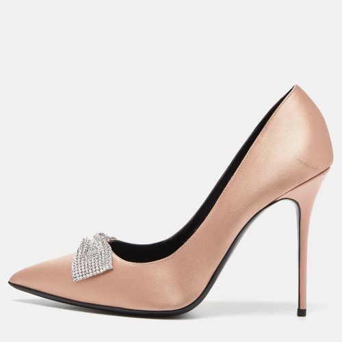 Giuseppe Zanotti Pink Satin and Leather Crystals Embellished Lucrezia Pumps Size 41 - Giuseppe Zanotti - Modalova