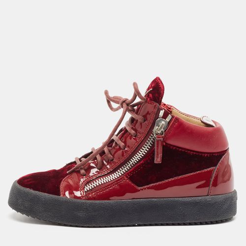 Giuseppe Zanotti Burgundy Velvet and Patent Frankie High Top Sneakers Size 37 - Giuseppe Zanotti - Modalova