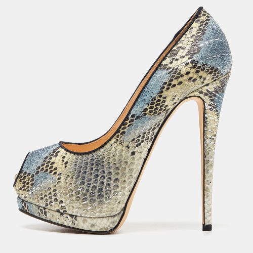 Giuseppe Zanotti Tricolor Embossed Python Sharon Peep Toe Pumps Size 38 - Giuseppe Zanotti - Modalova