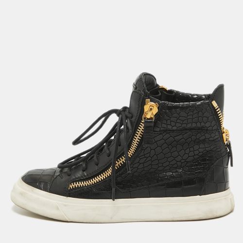 Giuseppe Zanotti Black Croc Embossed Leather High Top Sneakers Size 35.5 - Giuseppe Zanotti - Modalova