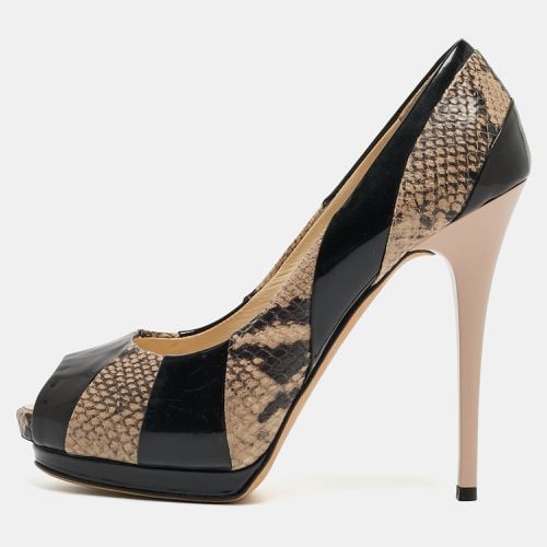 Giuseppe Zanotti Tricolor Embossed Python and Patent Leather Platform Peep Toe Pumps Size 40 - Giuseppe Zanotti - Modalova