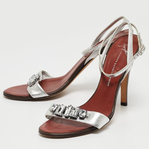 Leather Crystal Embellished Ankle Strap Sandals Size 40 - Giuseppe Zanotti - Modalova