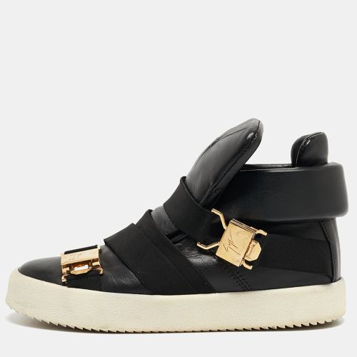 Giuseppe Zanotti Black Leather Double Buckle High Top Sneakers Size 37 - Giuseppe Zanotti - Modalova