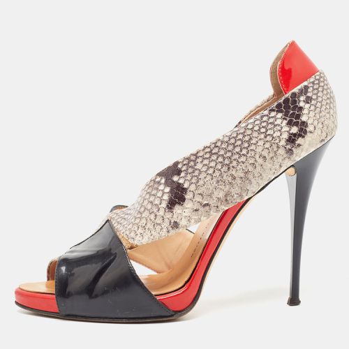 Giuseppe Zanotti Tricolor Embossed Snakeskin and Patent Leather Open Toe D'orsay Pumps Size 40.5 - Giuseppe Zanotti - Modalova