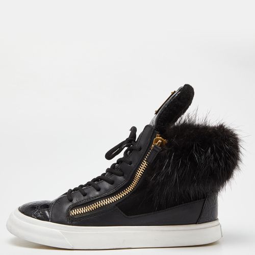 Giuseppe Zanotti Black Leather,Suede and Calfhair London High-Top Sneakers Size 37 - Giuseppe Zanotti - Modalova