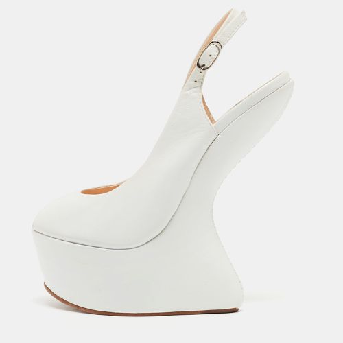 Giuseppe Zanotti White Leather Peep Toe Platform Heel Less Slingback Pumps Size 35 - Giuseppe Zanotti - Modalova