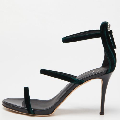 Giuseppe Zanotti Green Velvet Harmony Ankle Strap Sandals Size 38 - Giuseppe Zanotti - Modalova