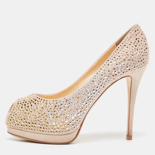 Giuseppe Zanotti Beige Suede Crystal Embellished Peep Toe Platform Pumps Size 36 - Giuseppe Zanotti - Modalova