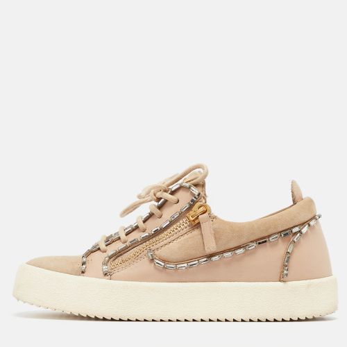 Gisueppe Zanotti Beige Nubuck and Leather Double Zip Low Top Sneakers Size 36 - Giuseppe Zanotti - Modalova