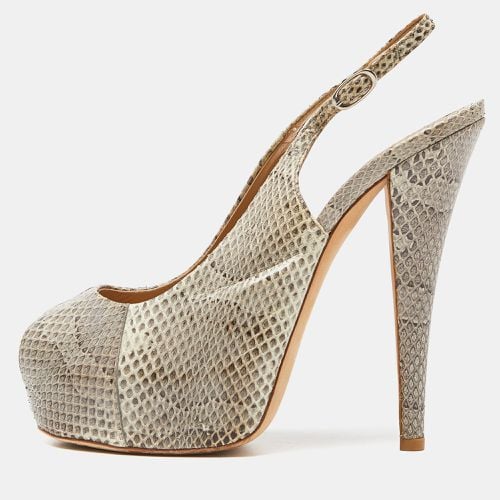 Giuseppe Zanotti Beige Python Leather Platform Peep Toe Slingback Sandals Size 38.5 - Giuseppe Zanotti - Modalova