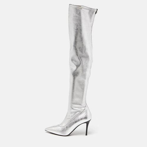 Giuseppe Zanotti Silver Foil Leather Over The Knee Pointed Toe Boots Size 40 - Giuseppe Zanotti - Modalova