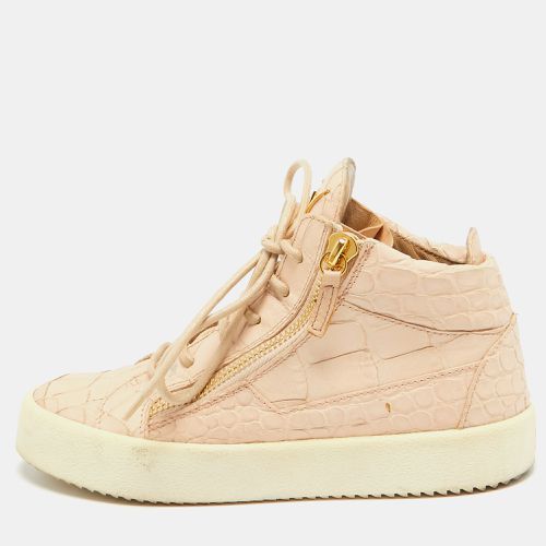 Giuseppe Zanotti Peach Croc Embossed Leather London High Top Sneakers Size 36 - Giuseppe Zanotti - Modalova