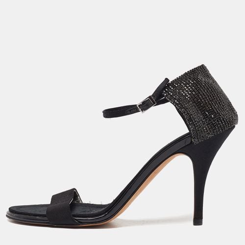 Giuseppe Zanotti Black Fabric and Crystal Embellished Ankle Strap Sandals Size 39.5 - Giuseppe Zanotti - Modalova