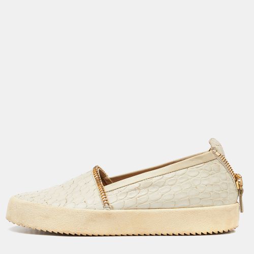 Giuseppe Zanotti Cream Croc Embossed Leather Slip-On Sneakers Size 40 - Giuseppe Zanotti - Modalova