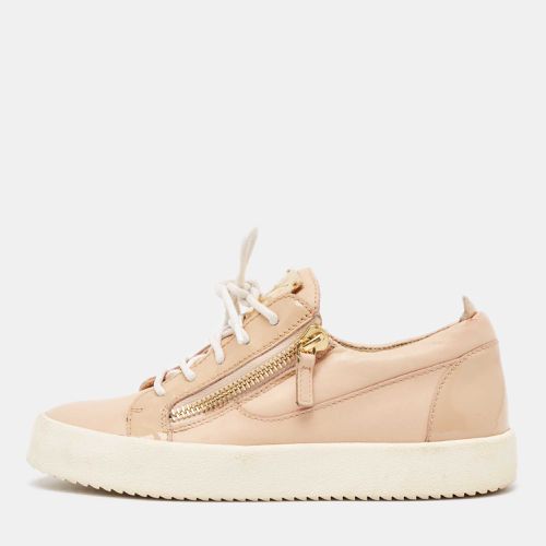 Giuseppe Zanotti Beige Patent and Leather Double Zipper Low Top Sneakers Size 39 - Giuseppe Zanotti - Modalova