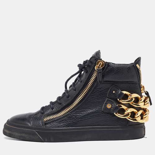 Giuseppe Zanotti Black Leather Chain Embellished High Top Sneakers Size 38 - Giuseppe Zanotti - Modalova