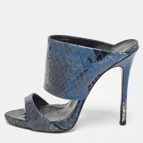 Giuseppe Zanotti Metallic Blue Python Embossed Leather Andrea Sandals Size 36 - Giuseppe Zanotti - Modalova