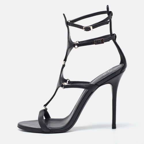 Giuseppe Zanotti Black Leather T-Strap Sandals Size 37 - Giuseppe Zanotti - Modalova