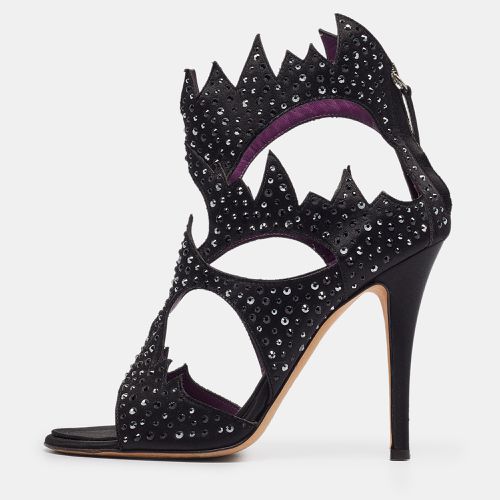 Giuseppe Zanotti Black Studded Satin Cut Out Sandals Size 39 - Giuseppe Zanotti - Modalova