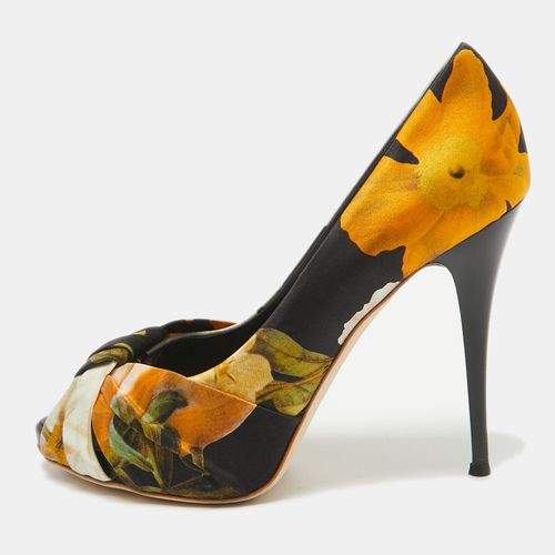 Giuseppe Zanotti Multicolor Satin Floral Silk Peep Toe Pumps Size 40 - Giuseppe Zanotti - Modalova