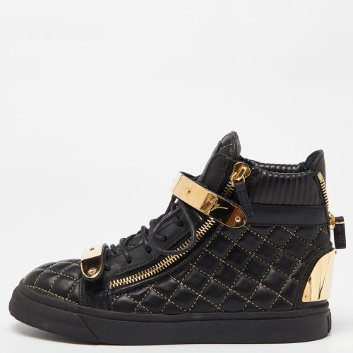 Giuseppe Zanotti Black Quilted Leather Coby High Top Sneakers Size 38.5 - Giuseppe Zanotti - Modalova