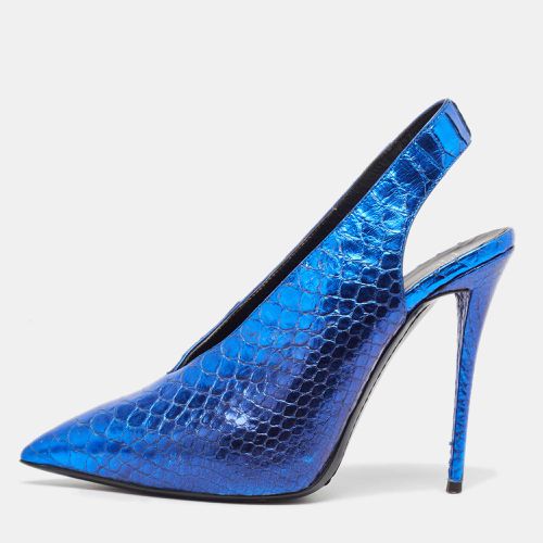 Giuseppe Zanotti Metallic Blue Embossed Python Slingback Pumps Size 38 - Giuseppe Zanotti - Modalova