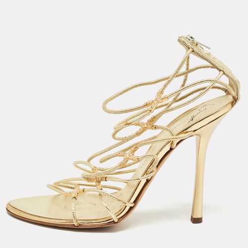 Giuseppe Zanotti Gold Leather Strappy Open Toe Sandals Size 38.5 - Giuseppe Zanotti - Modalova