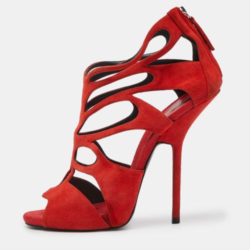 Giuseppe Zanotti Red Suede Butterfly Cutout Sandals Size 41 - Giuseppe Zanotti - Modalova