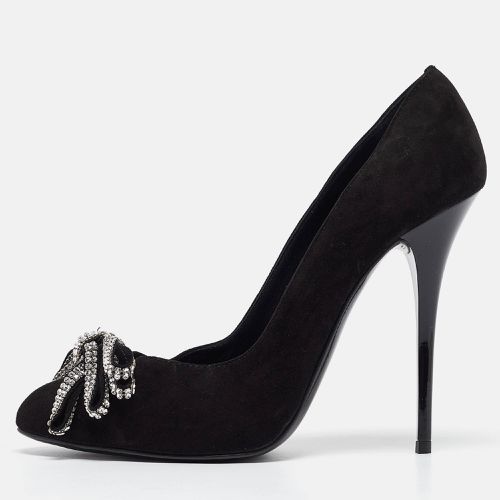 Giuseppe Zanotti Black Suede Crystal Embellished Bow Pumps Size 39 - Giuseppe Zanotti - Modalova