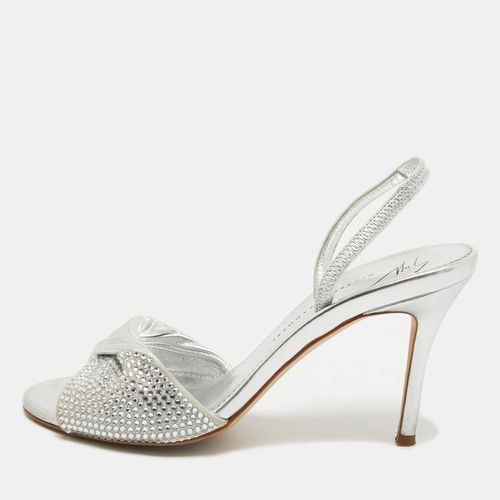 Giuseppe Zanotti Silver Leather Crystal Embellished Slingback Sandals Size 36 - Giuseppe Zanotti - Modalova