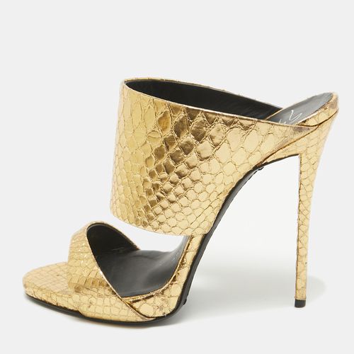 Giuseppe Zanotti Gold Embossed Python Andrea Slide Sandals Size 37 - Giuseppe Zanotti - Modalova