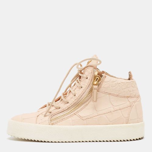 Giuseppe Zanotti Pink Croc Embossed Leather Double High Top Sneakers Size 37 - Giuseppe Zanotti - Modalova