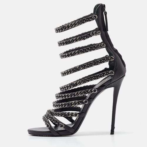 Giuseppe Zanotti Black Leather and Chain Strappy Sandals Size 37.5 - Giuseppe Zanotti - Modalova