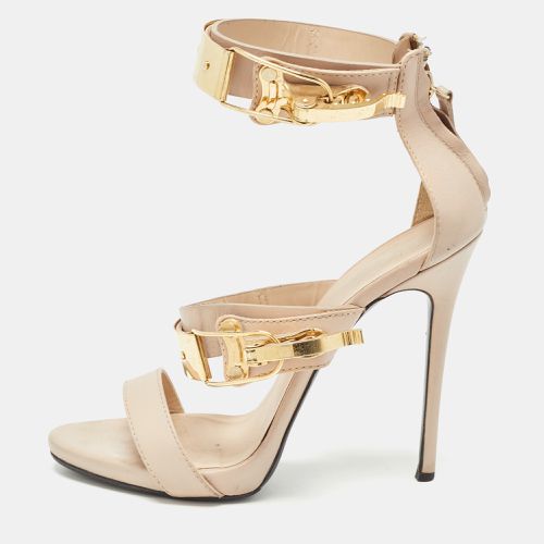 Giuseppe Zanotti Beige Leather Buckle Detail Back Zip Sandals Size 39 - Giuseppe Zanotti - Modalova