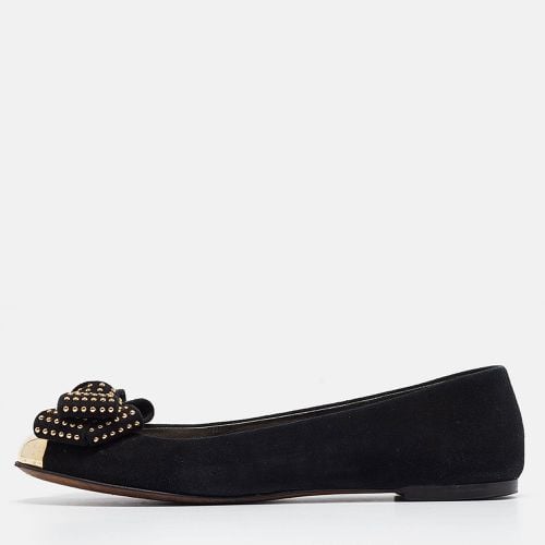 Giuseppe Zanotti Black Suede Studded Bow Ballet Flats Size 37 - Giuseppe Zanotti - Modalova