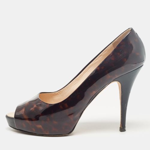 Giuseppe Zanotti Brown/Black Printed Patent Leather Peep Toe Pumps Size 38.5 - Giuseppe Zanotti - Modalova