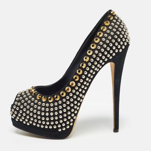 Giuseppe Zanotti Black Suede Studded Peep Toe Platform Pumps Size 37 - Giuseppe Zanotti - Modalova