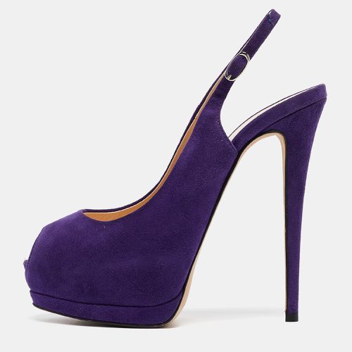 Giuseppe Zanotti Purple Suede Peep Toe Slingback Pumps Size 40 - Giuseppe Zanotti - Modalova