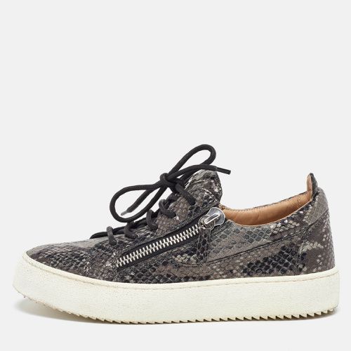 Giuseppe Zanotti Grey/Black Python Embossed Leather Frankie Sneakers Size 38 - Giuseppe Zanotti - Modalova