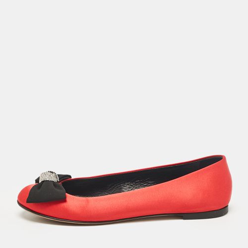 Giuseppe Zanotti Red Satin Bow Ballet Flats Size 37.5 - Giuseppe Zanotti - Modalova