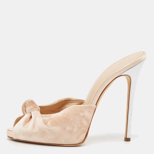 Giuseppe Zanotti Beige Velvet Slide Sandals Size 38 - Giuseppe Zanotti - Modalova