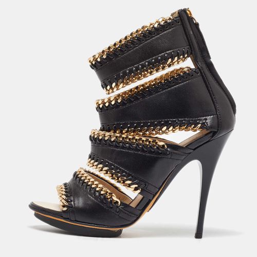 Giuseppe Zanotti Black Leather Chain Embellished Trim Cut Out Sandals Size 35.5 - Giuseppe Zanotti - Modalova