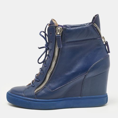 Giuseppe Zanotti Blue Leather Wedge Sneakers Size 39 - Giuseppe Zanotti - Modalova