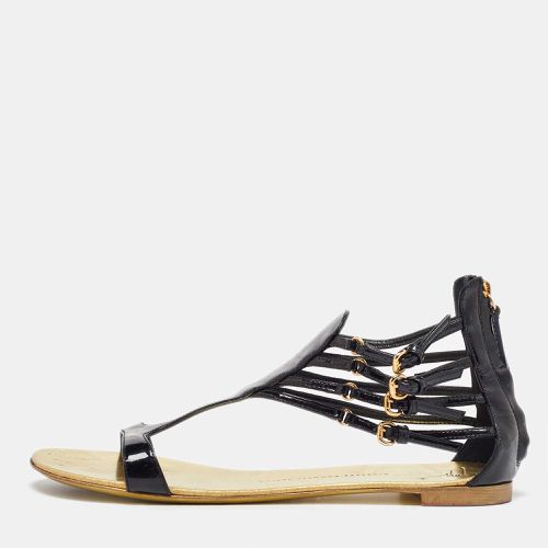 Giuseppe Zanotti Black Patent Leather Ankle Strap Flat Sandals Size 40 - Giuseppe Zanotti - Modalova