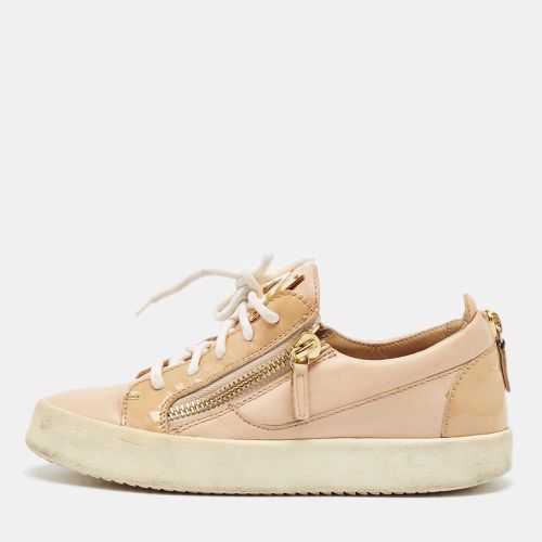 Giuseppe Zanotti Beige Leather Patent and Leather May London Lace Up Sneakers Size 38 - Giuseppe Zanotti - Modalova