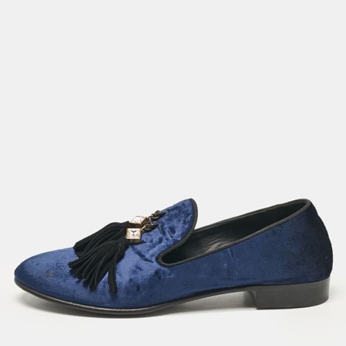 Giuseppe Zanotti Blue Velvet Embellished Tassels Smoking Slippers Size 40 - Giuseppe Zanotti - Modalova