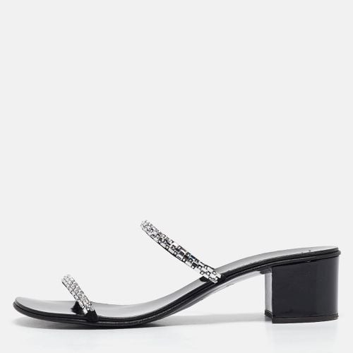 Giuseppe Zanotti Black Crystal Embellished Suede Slide Sandals Size 38.5 - Giuseppe Zanotti - Modalova