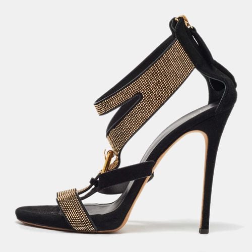 Giuseppe Zanotti Black Suede Studded Ankle Strap Sandals Size 39 - Giuseppe Zanotti - Modalova