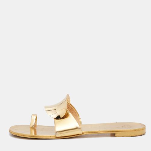 Giuseppe Zanotti Gold Leather Toe Ring Flat Slides Size 39 - Giuseppe Zanotti - Modalova